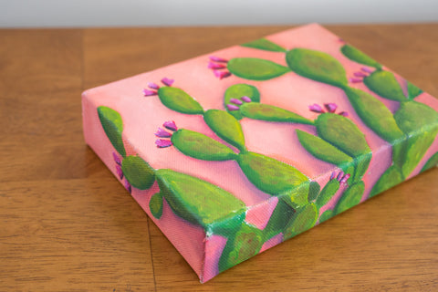Prickly Pear Cactus Art - 7x5 Oil Painting - april bern art & photography