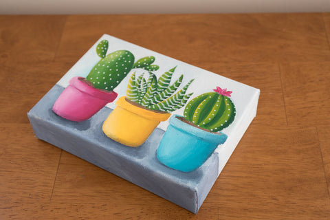 Bright Cactus Trio - 7x5 Oil Painting - april bern art & photography