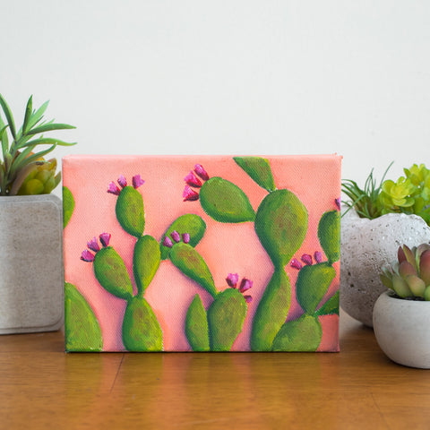 Prickly Pear Cactus Art - 7x5 Oil Painting