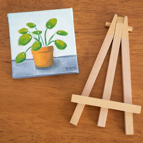 Tiny Pilea Original Oil Painting - 3x3 Original Oil Painting - april bern photography