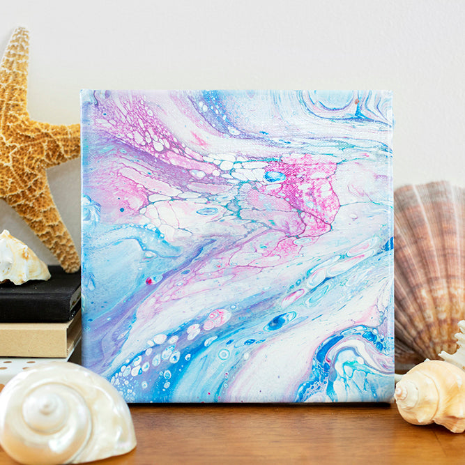 Tidal Pool Abstract Art - 8x8 Acrylic Painting - april bern art & photography