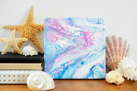 Tidal Pool Abstract Art - 8x8 Acrylic Painting - april bern art & photography