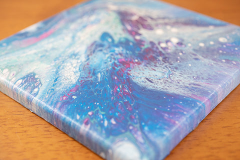 Coastal Waters Abstract Art - 8x8 Acrylic Painting - april bern art & photography
