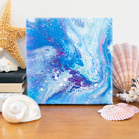 Coastal Waters Abstract Art - 8x8 Acrylic Painting - april bern art & photography