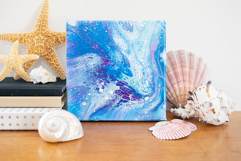 Coastal Waters Abstract Art - 8x8 Acrylic Painting - april bern art & photography