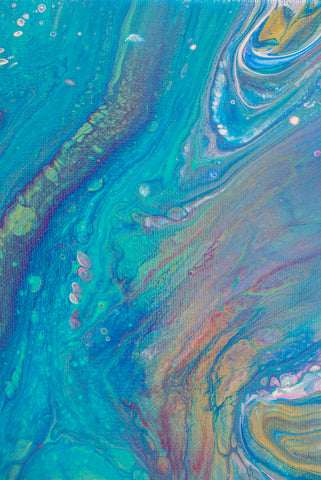 Interstellar Blue Abstract Art - 8x8 Acrylic Painting - april bern art & photography