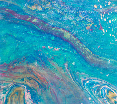 Interstellar Blue Abstract Art - 8x8 Acrylic Painting - april bern art & photography