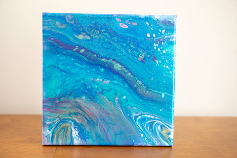 Interstellar Blue Abstract Art - 8x8 Acrylic Painting - april bern art & photography