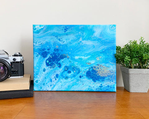 Original Acrylic Pour Painting- 8x10 Blue Ocean Waters - april bern photography