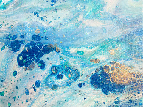 Original Acrylic Pour Painting- 8x10 Blue Ocean Waters - april bern photography