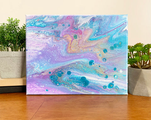 Original Abstract Pink And Purple Acrylic Pour - 8x10 Modern Art - april bern photography