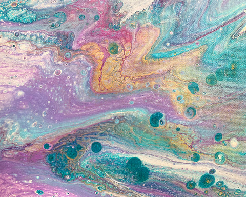 Original Abstract Pink And Purple Acrylic Pour - 8x10 Modern Art - april bern photography