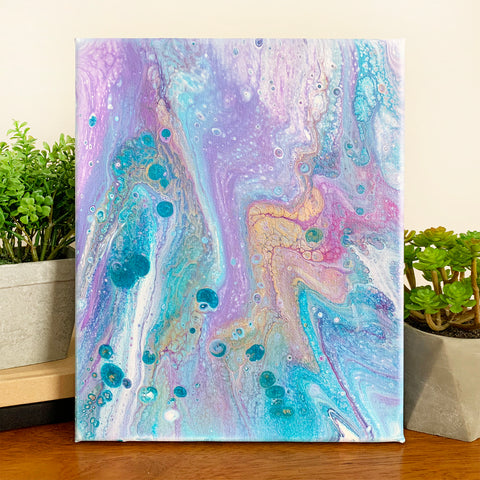 Original Abstract Pink And Purple Acrylic Pour - 8x10 Modern Art - april bern photography