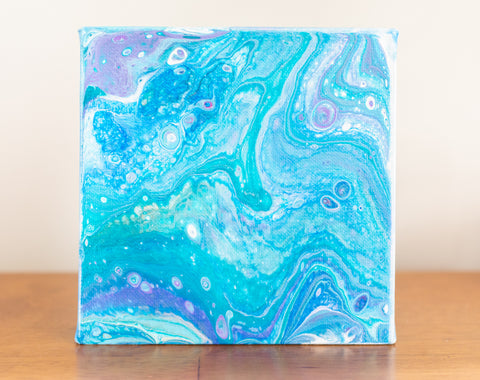 Ocean Tides Blue Abstract Art - 6x6 Acrylic Painting - april bern photography