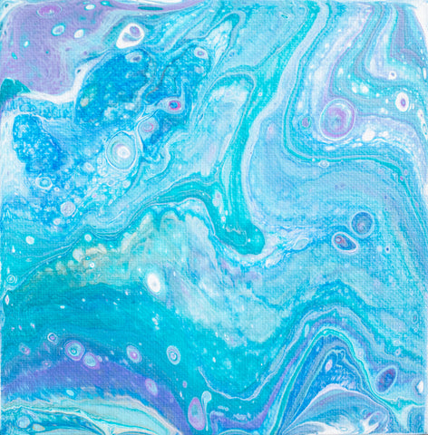Ocean Tides Blue Abstract Art - 6x6 Acrylic Painting - april bern photography