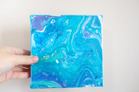 Ocean Tides Blue Abstract Art - 6x6 Acrylic Painting - april bern photography