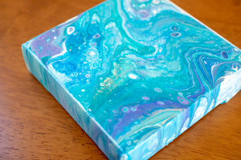 Ocean Tides Blue Abstract Art - 6x6 Acrylic Painting - april bern photography