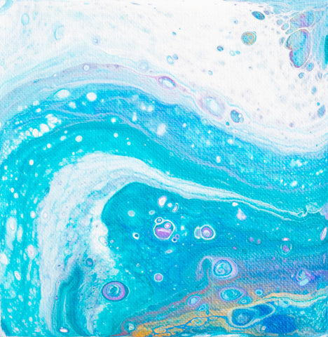 Ocean Waves Blue Abstract Art - 6x6 Acrylic Painting - april bern photography