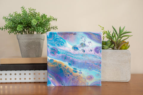 Vibrant Galaxy Abstract Art - 6x6 Acrylic Painting - april bern photography