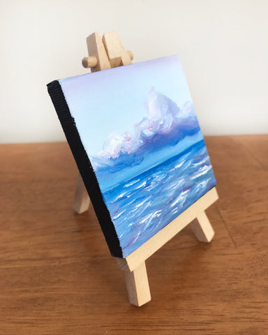 Stormy Ocean Small Seascape Original Oil Painting - 3x3 Tiny Art - april bern photography