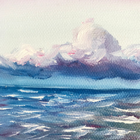 Stormy Ocean Small Seascape Original Oil Painting - 3x3 Tiny Art - april bern photography