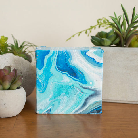 Mini Blue Agate Painting - 4x4 Abstract Art - april bern art & photography