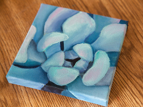 Small Succulent Painting - 6x6 Oil Painting - april bern art & photography
