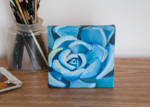 Succulent Painting - 6x6 Original Oil Painting - april bern art & photography