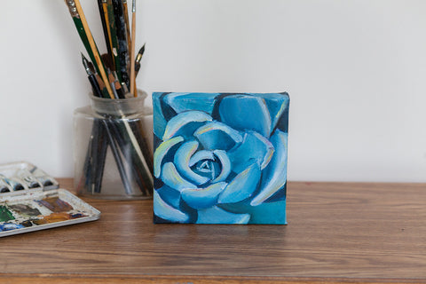 Succulent Painting - 6x6 Original Oil Painting - april bern art & photography