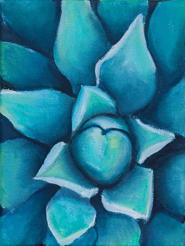 Blue Agave Oil Painting, Succulent Painting - april bern art & photography