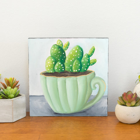 Succulent Original Painting - 8x8 Painting - april bern art & photography