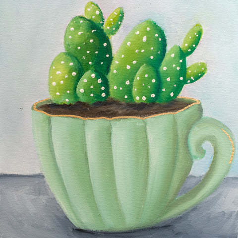 Succulent Original Painting - 8x8 Painting - april bern art & photography