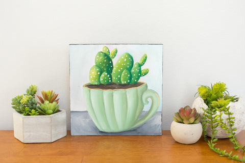 Succulent Original Painting - 8x8 Painting - april bern art & photography