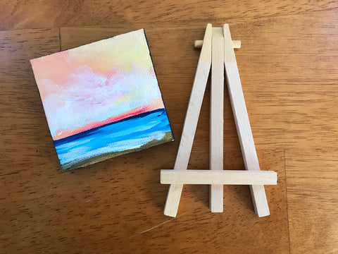 Ocean Sunrise Original Acrylic Painting - 3x3 Tiny Art - april bern photography