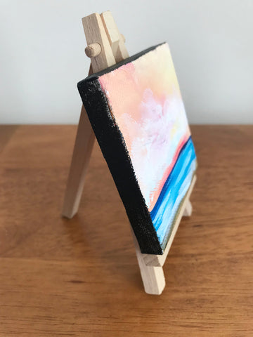 Ocean Sunrise Original Acrylic Painting - 3x3 Tiny Art - april bern photography