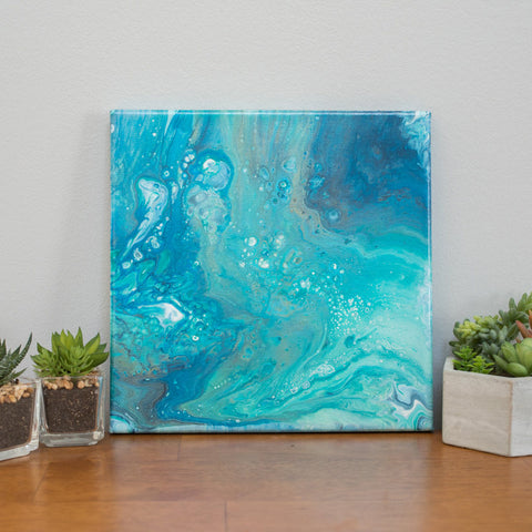 Tidepool Blue Abstract Art - 10x10 Acrylic Painting - april bern art & photography