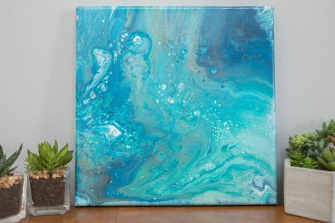 Tidepool Blue Abstract Art - 10x10 Acrylic Painting - april bern art & photography