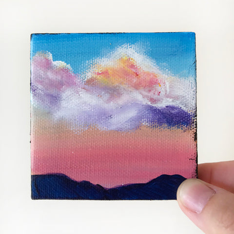 Glowing Sunrise Original Acrylic Painting - 3x3 Tiny Art - april bern photography