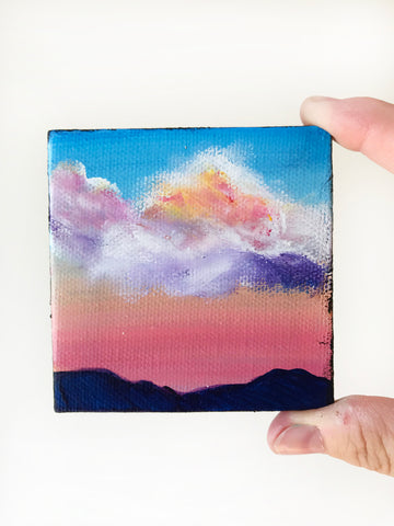 Glowing Sunrise Original Acrylic Painting - 3x3 Tiny Art - april bern photography