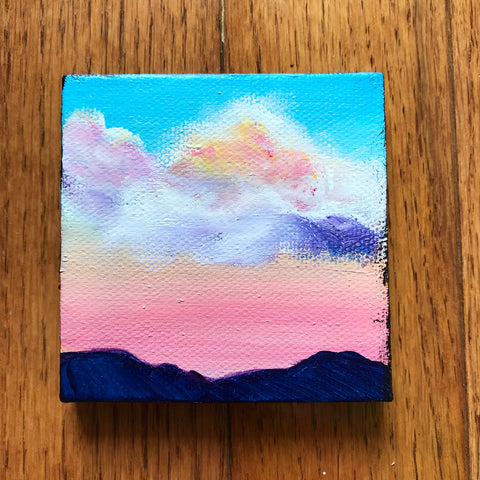 Glowing Sunrise Original Acrylic Painting - 3x3 Tiny Art - april bern photography