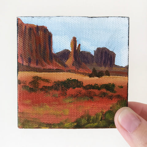 Arizona Landscape Original Acrylic Painting - 3x3 Tiny Art