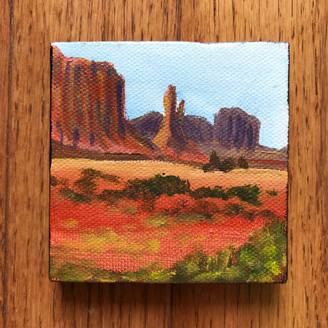 Arizona Landscape Original Acrylic Painting - 3x3 Tiny Art - april bern art & photography