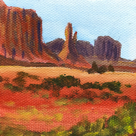 Arizona Landscape Original Acrylic Painting - 3x3 Tiny Art - april bern art & photography
