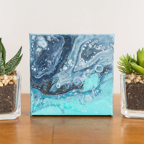 Tiny Ocean - 4x4 Abstract Acrylic Painting