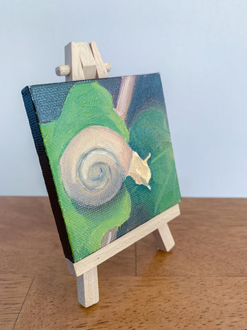 Follow Your Dreams Tiny Snail Painting - 3x3 Tiny Art - april bern photography