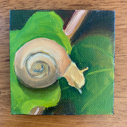 Follow Your Dreams Tiny Snail Painting - 3x3 Tiny Art