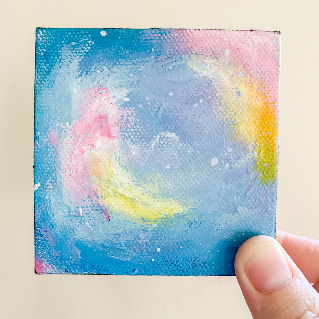 Mini Galaxy Abstract Painting - 3x3 Tiny Art - april bern photography