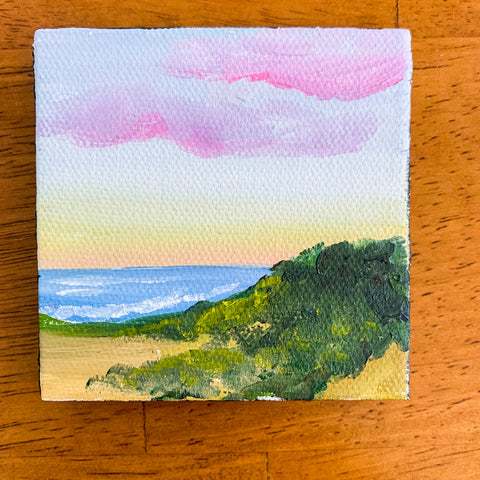 Calming Sunrise Original Oil Painting - 3x3 Tiny Art - april bern photography