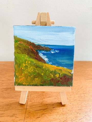 Maui Coast Original Oil Painting - 3x3 Tiny Art - april bern photography