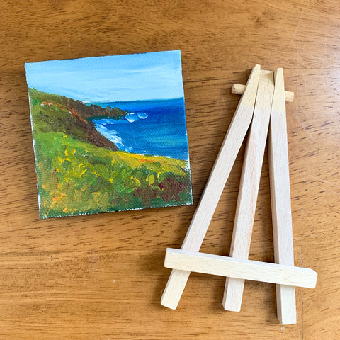 Maui Coast Original Oil Painting - 3x3 Tiny Art - april bern photography